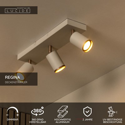 Lucide REGINA - Deckenstrahler - 3xGU10 - Taupe | Essential